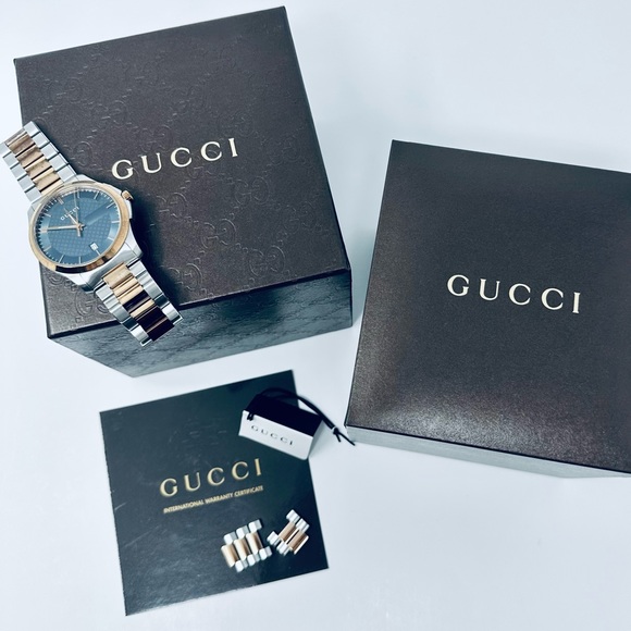 GUCCI G TIMELESS SILVER/ROSE GOLD 38MM WATCH - Picture 1 of 13